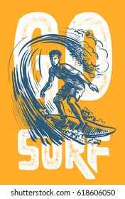 Vektor Surf man T-Shirt Muster Surfemblem