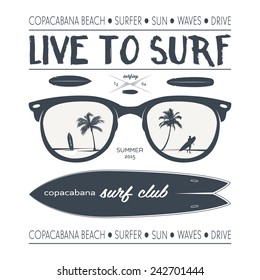 Vector surf poster and design elements