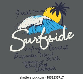 vector surf print for t shirt designs