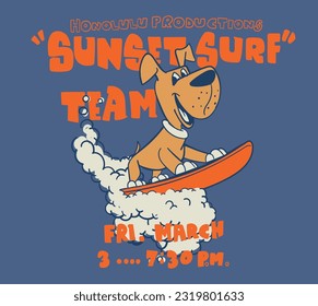 vector surf rider cute dog illustration for t shirt print