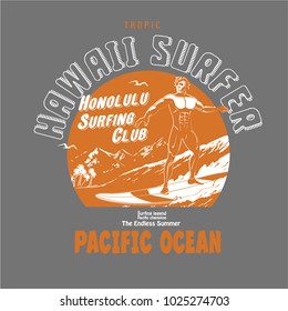 vector surf rider illustration print hawaii