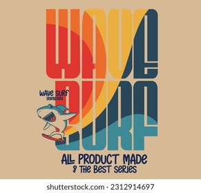 vector surf rider shark character for tee print