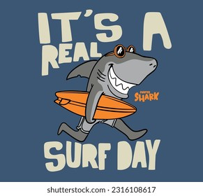 vector surf shark illustration for t shirt print