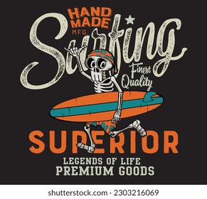vector surf skeleton illustration for t shirt print 