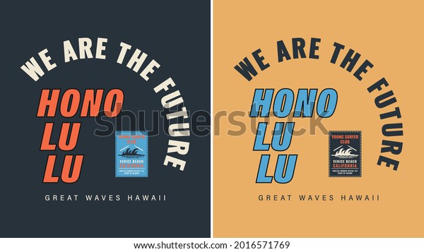 vector surf slogan and\
tee graphic print