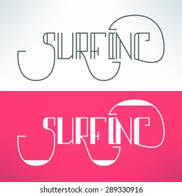 Vector surf vintage lettering design background. Surfing t-shirt print.