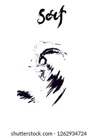 vector. surf and wave illustration engraving