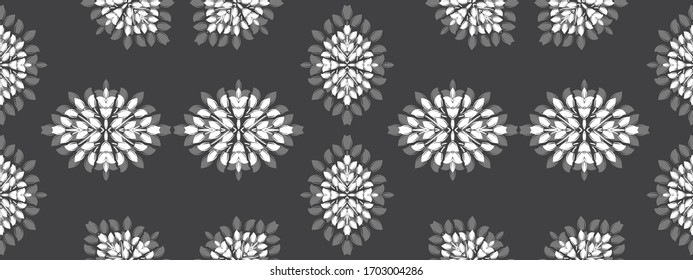 Vector surface design for fabric, apparel textile, book, interior, wallpaper, phone case. Monochrome