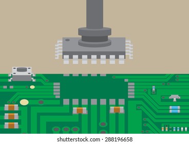 Vector surface mount technology component placement flat graphic