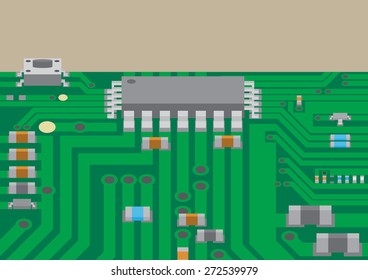 Vector surface mount technology printed circuit board flat graphic