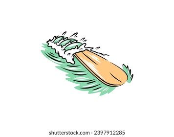 vector of a surfboard amidst beautiful sea waves