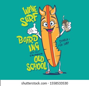 
vector surfboard character illustration . surfboarding print and slogans