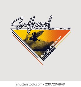 vector of surfboard, free style,  long beach, california, design graphic illustration