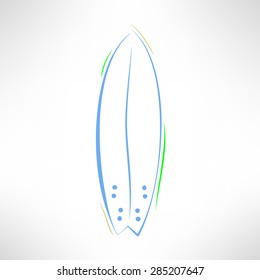 Vector surfboard in hand drawn design. Surfing board outline.