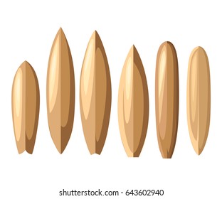 Vector surfboard illustration in flat style design Isolated on white background Color set. Sea extreme sport pattern. Vector illustration.