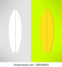 Vector surfboard in realistic design. Photorealistic surfing board.