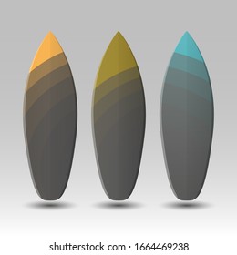 Vector Surfboards Design with Abstract Colorful Geometric Shapes Pattern