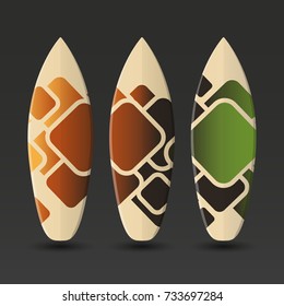 Vector Surfboards Design With Abstract Colorful Pattern