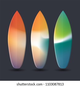 Vector Surfboards Design with Colorful Abstract Blurred Pattern