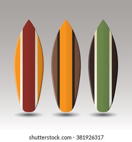 Vector Surfboards Design With Striped Pattern