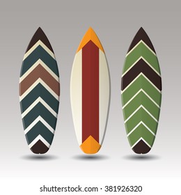 Vector Surfboards Design With Striped Pattern