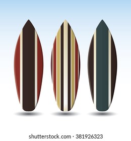 Vector Surfboards Design With Striped Pattern