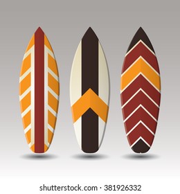 Vector Surfboards Design With Striped Pattern