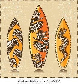 Vector Surfboards Icon (Vector tiki aloha design)
