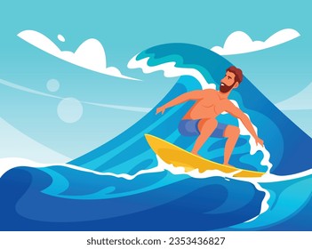 vector surfer enjoying calm waves