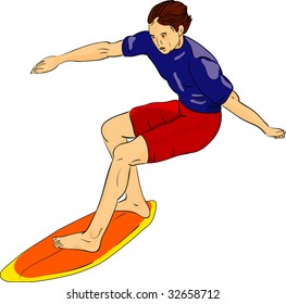 vector - surfer isolated on background