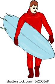 vector - surfer isolated on  background
