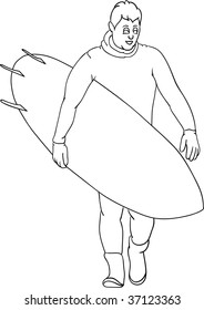 vector - surfer isolated on  background