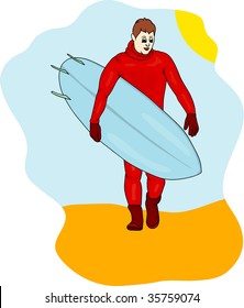 vector - surfer on seaside background