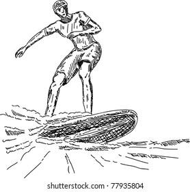 vector - surfer  on  wave , isolated on background