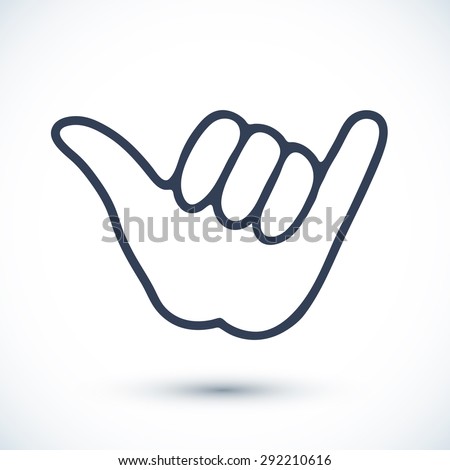 Vector surfer's hand sign isolated on white