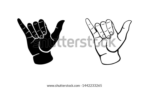 Vector surfer's shaka hand sign isolated on
white background