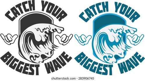 Vector Surfing big wave logo