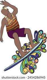 vector surfing illustration beach tropical hawaii design wave summer sea surfboard ocean adventure water surfer surf extreme travel vacation 