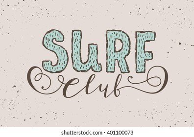 Vector surfing logo. Surfing shop emblem. T-shirt print. Surf trip badge or banner.