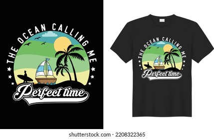 Vector surfing print with a beach view illustration,  hand drawn illustration summer t-shirt design, lettering quotes summer Colorful shirt, isolated black background ready for print , banner, music