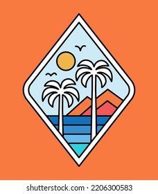 Vector surfing theme badge design. For t-shirt prints, posters, stickers and other uses.