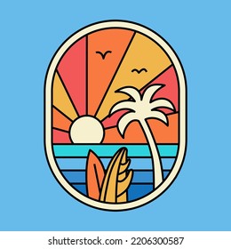 Diseño de insignias para el surf vectorial. Para impresiones de camisetas, carteles, pegatinas y otros usos.