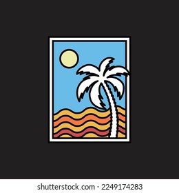 Vector surfing theme badge design. For t-shirt prints, posters, stickers and other uses