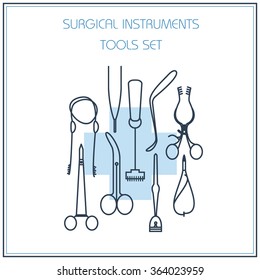 Vector Surgical Instruments. Flat style illustration. Can be used for banners, icons, brochures and etc.