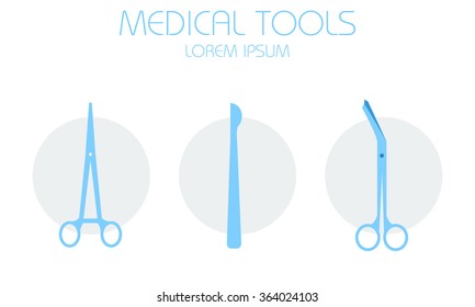 Vector Surgical Instruments. Flat style illustration. Can be used for banners, icons, brochures and etc.