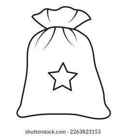 vector surprise bag outline icon, isolated on white background