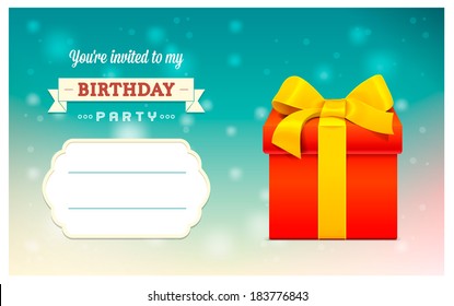 Vector surprise gift box with a card