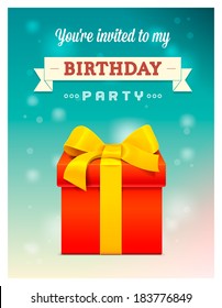 Vector surprise gift box with a card