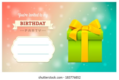 Vector surprise gift box with a card
