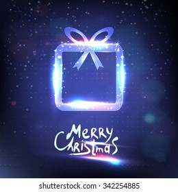 Vector surprise gift box design template. Christmas light